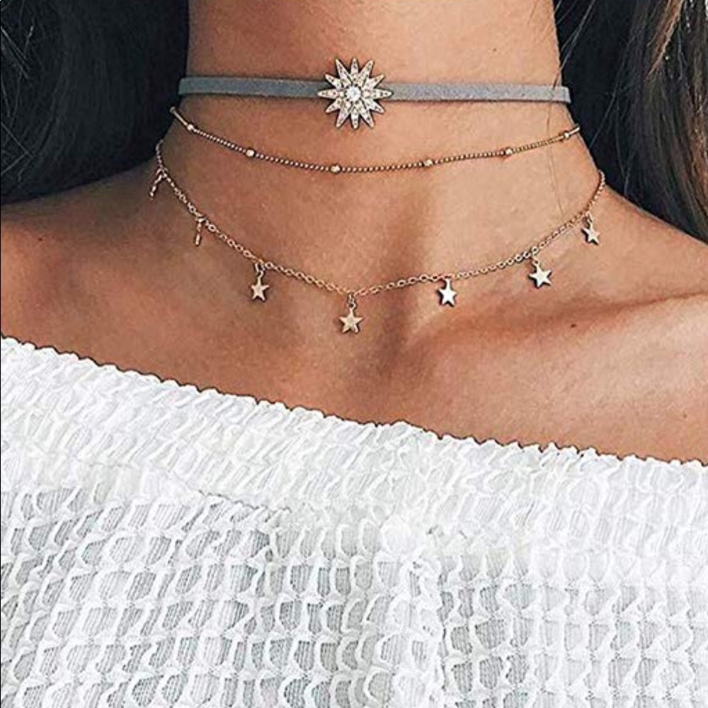 3 Pc.  Retro Choker ⭐️️Star Sun☀️️Necklace